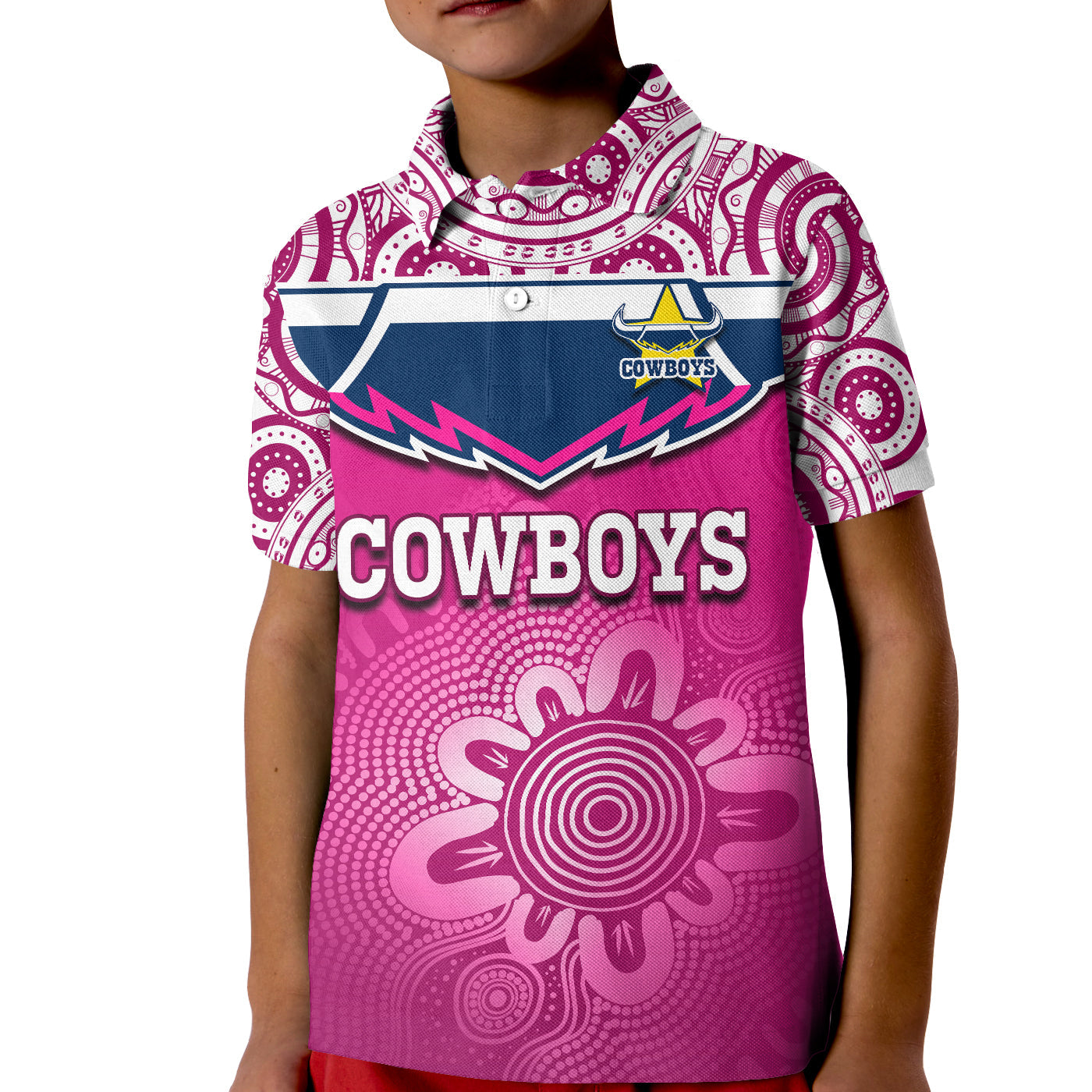 cowboys-rugby-polo-shirt-kid-aboriginal-pattern-pink-version