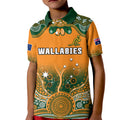 custom-text-and-number-australia-rugby-polo-shirt-kid-wallabies-kangaroo-orange-aboriginal
