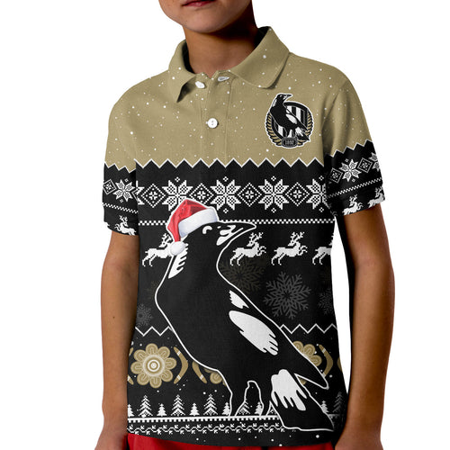 collingwood-football-polo-shirt-kid-magpies-indigenous-merry-christmas