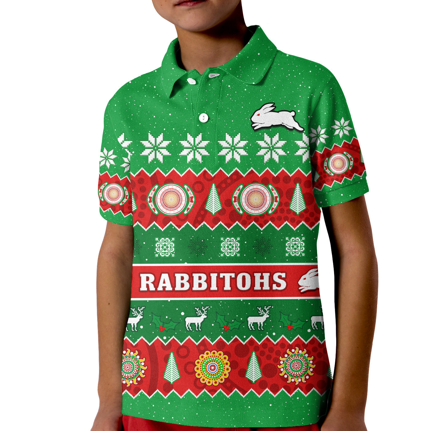 rabbitohs-christmas-polo-shirt-souths-aboriginal-art-merry-xmas
