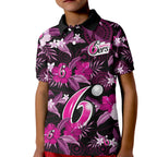 sydney-sixers-cricket-polo-shirt-kid-aboriginal-art-mix-tropical-flowers
