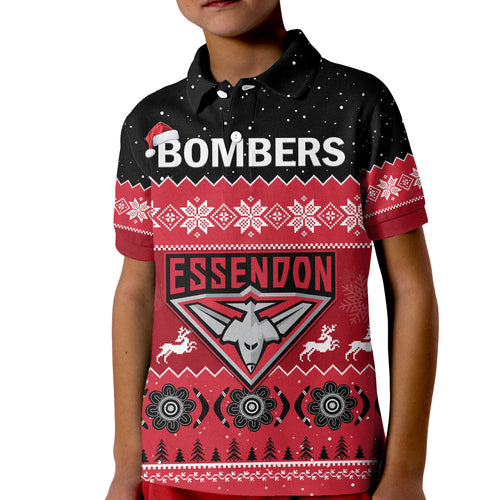 custom-personalised-essendon-football-polo-shirt-kid-bombers-indigenous-merry-christmas