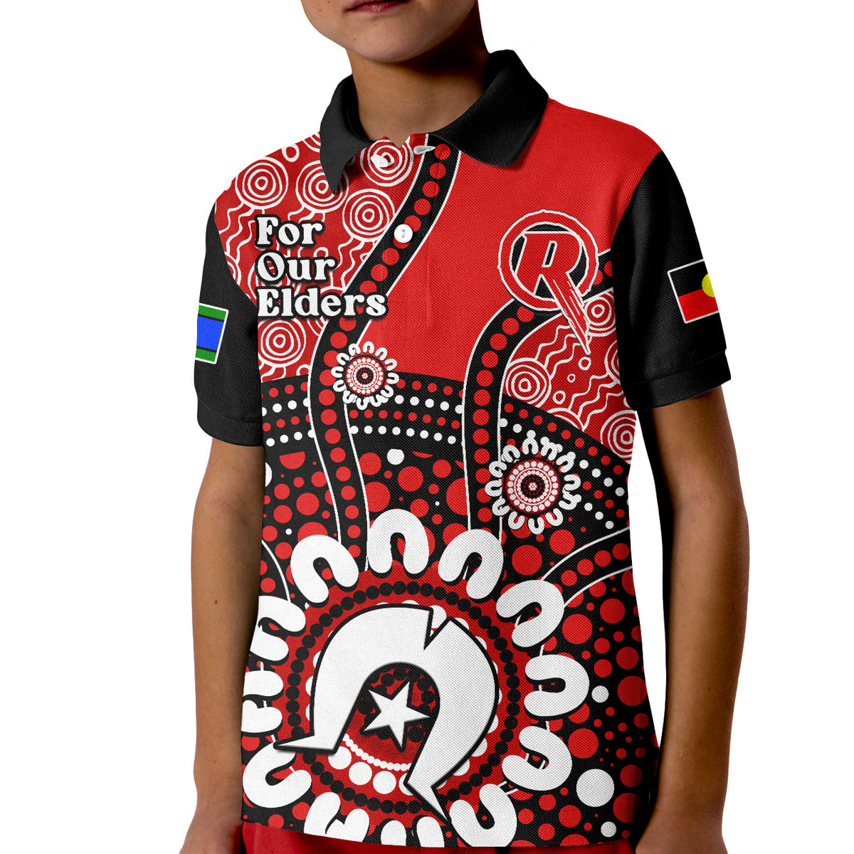 melbourne-renegades-naidoc-2023-polo-shirt-kid-indigenous-for-our-elders