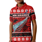 custom-personalised-new-zealand-christmas-polo-shirt-kid-paua-shell-silver-fern-meri-kirihimete