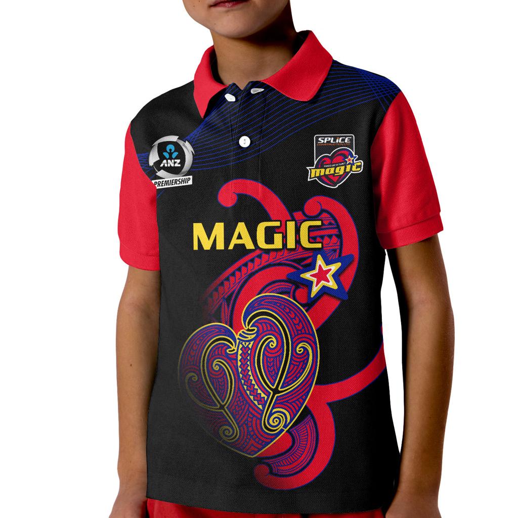 custom-text-and-number-aotearoa-netball-polo-shirt-kid-waikato-bay-of-plenty-magic-2023-anz-premiership