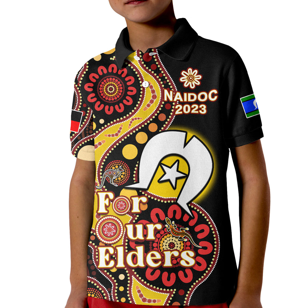 custom-text-and-number-australia-naidoc-week-2023-polo-shirt-kid-indigenous-for-our-elders