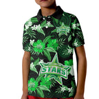 custom-text-and-number-melbourne-stars-cricket-polo-shirt-kid-aboriginal-art-mix-tropical-flowers