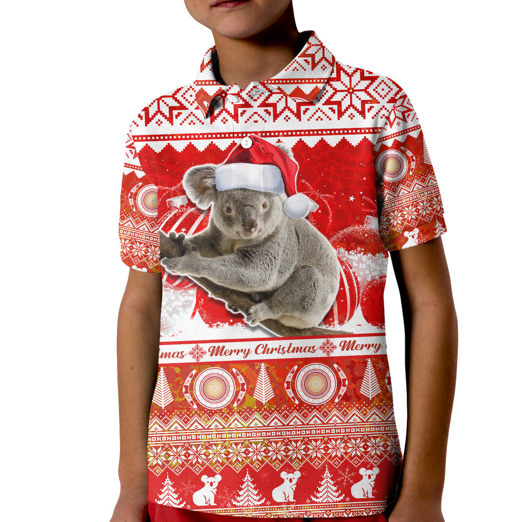 australia-polo-shirt-kid-koala-aboriginal-painting-merry-christmas