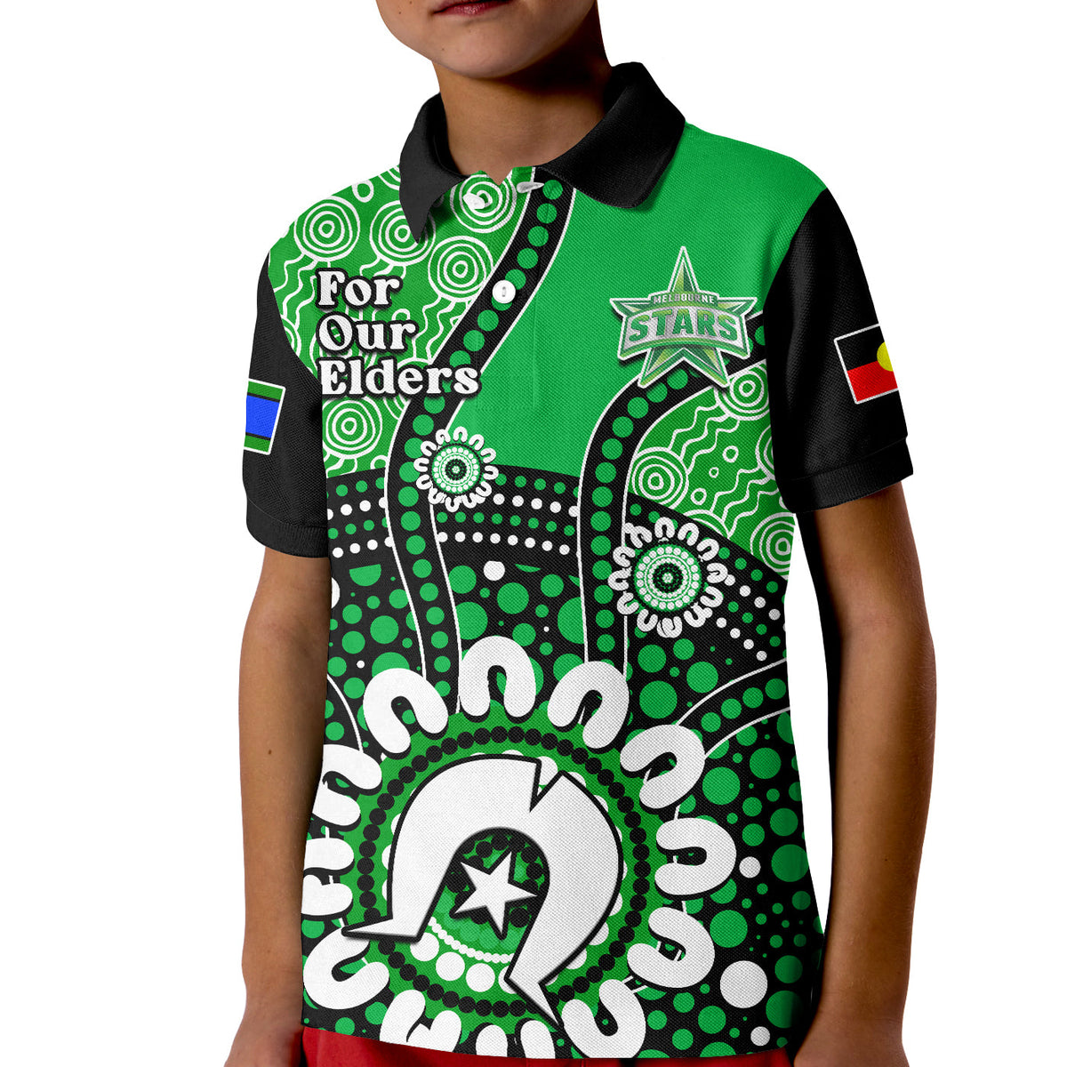 custom-text-and-number-melbourne-stars-naidoc-2023-polo-shirt-kid-indigenous-for-our-elders
