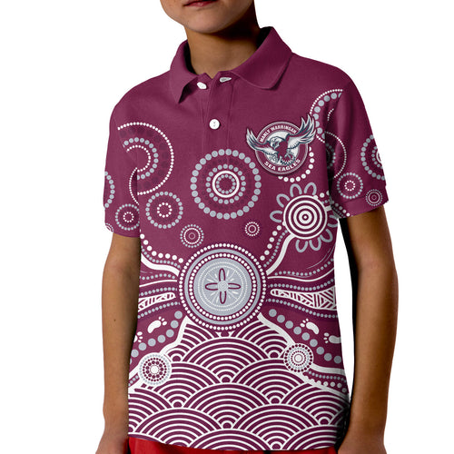custom-text-and-number-sea-eagles-polo-shirt-kid-manly-warringah-1946-indigenous-painting