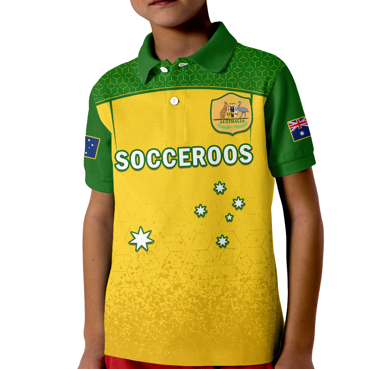 australia-soccer-polo-shirt-socceroos-dots-kangaroo-simple-style