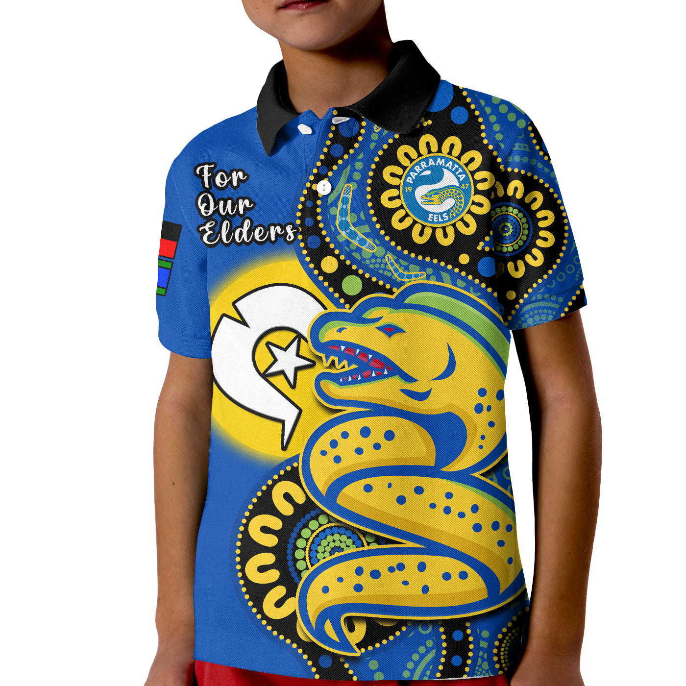 custom-text-and-number-eels-rugby-naidoc-2023-polo-shirt-kid-for-our-elders-aboriginal