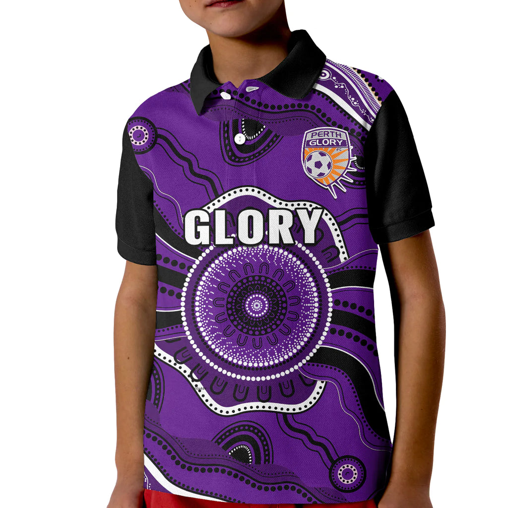 perth-glory-football-polo-shirt-kid-dot-painting-style