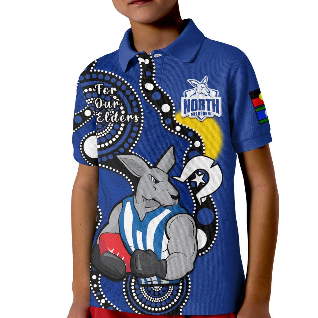 north-melbourne-football-naidoc-2023-polo-shirt-kid-roos-for-our-elders-indigenous
