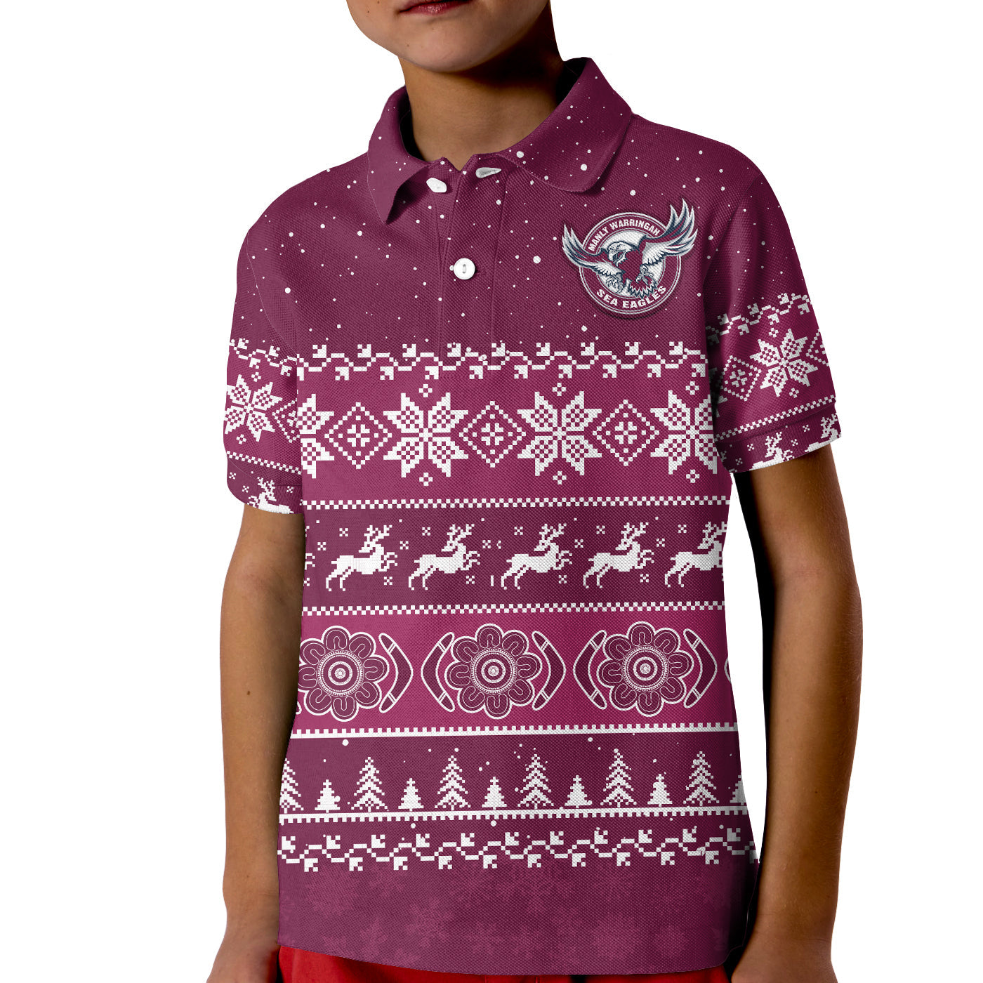 sea-eagles-rugby-polo-shirt-kid-indigenous-silvertails-merry-christmas