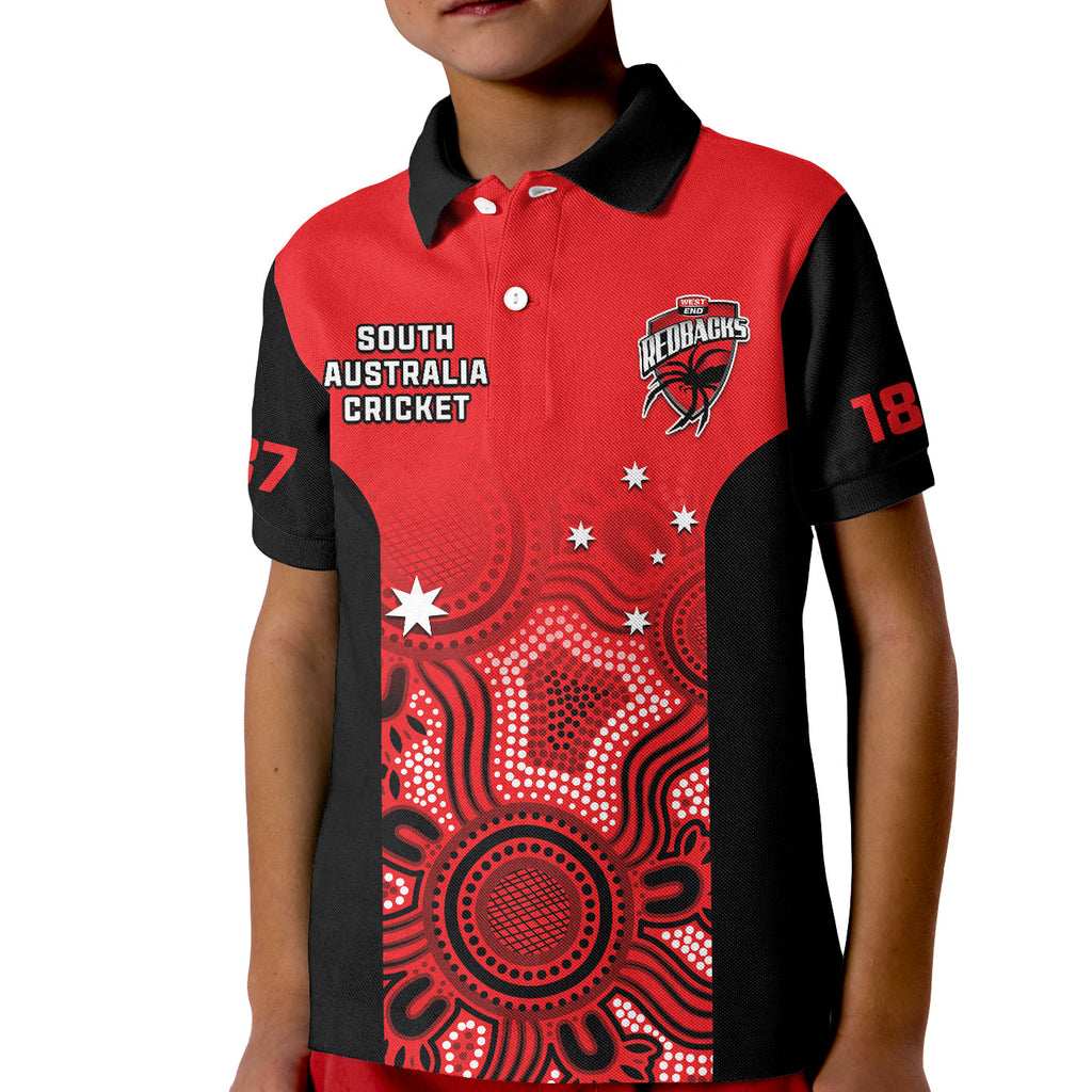 south-australia-cricket-2023-polo-shirt-kid-west-end-redbacks-sheffield-shield-indigenous