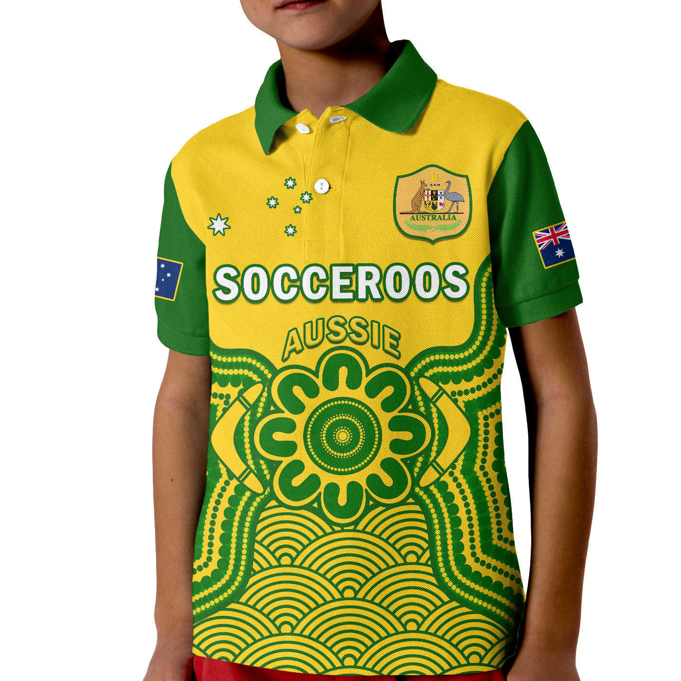 australia-soccer-polo-shirt-kid-socceroos-aboriginal-go-champions-world-cup-2022
