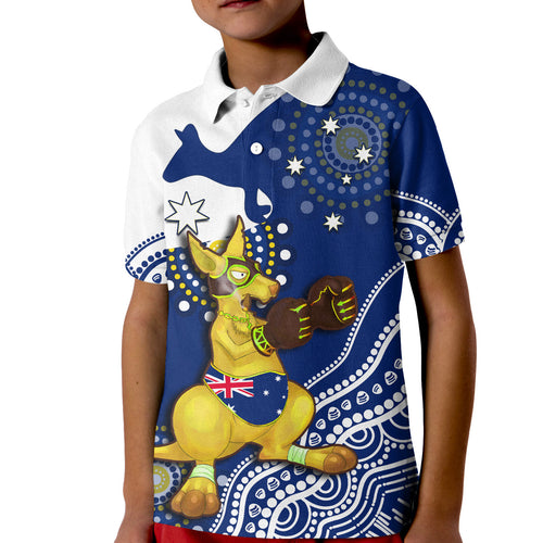 australia-polo-shirt-kid-boxing-kangaroo-indigenous-flag-color-art