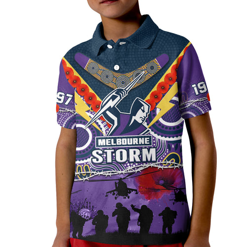 custom-text-and-number-melbourne-storm-rugby-anzac-polo-shirt-indigenous-poppy-australian-army