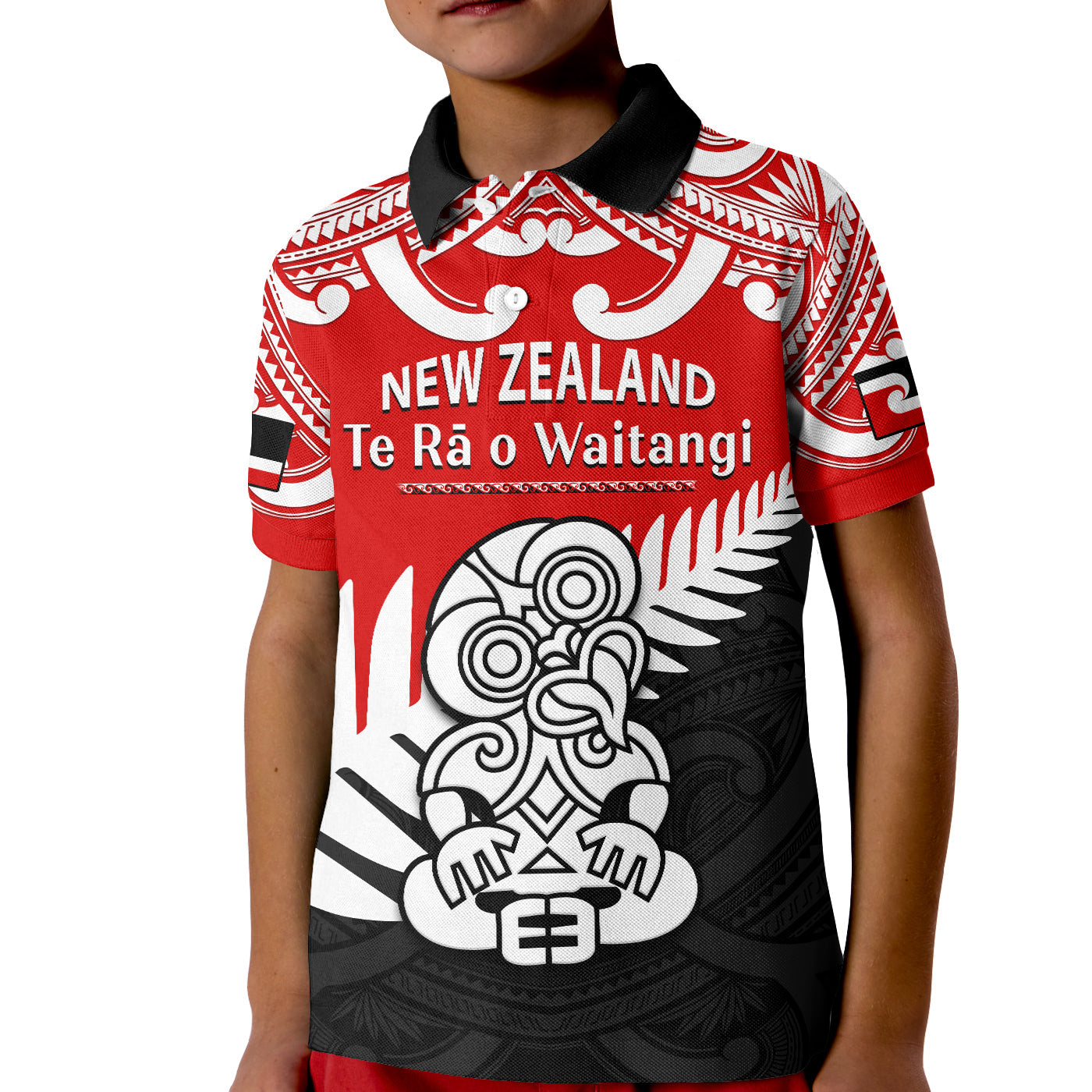custom-personalised-waitangi-day-polo-shirt-tino-rangatiratanga-flag-with-tiki-maori-fern