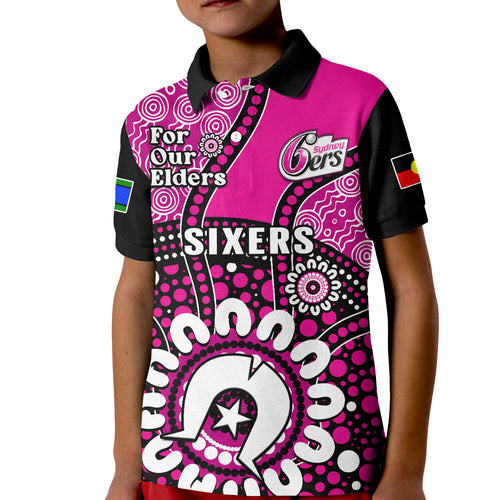 sydney-sixers-naidoc-2023-polo-shirt-kid-indigenous-for-our-elders