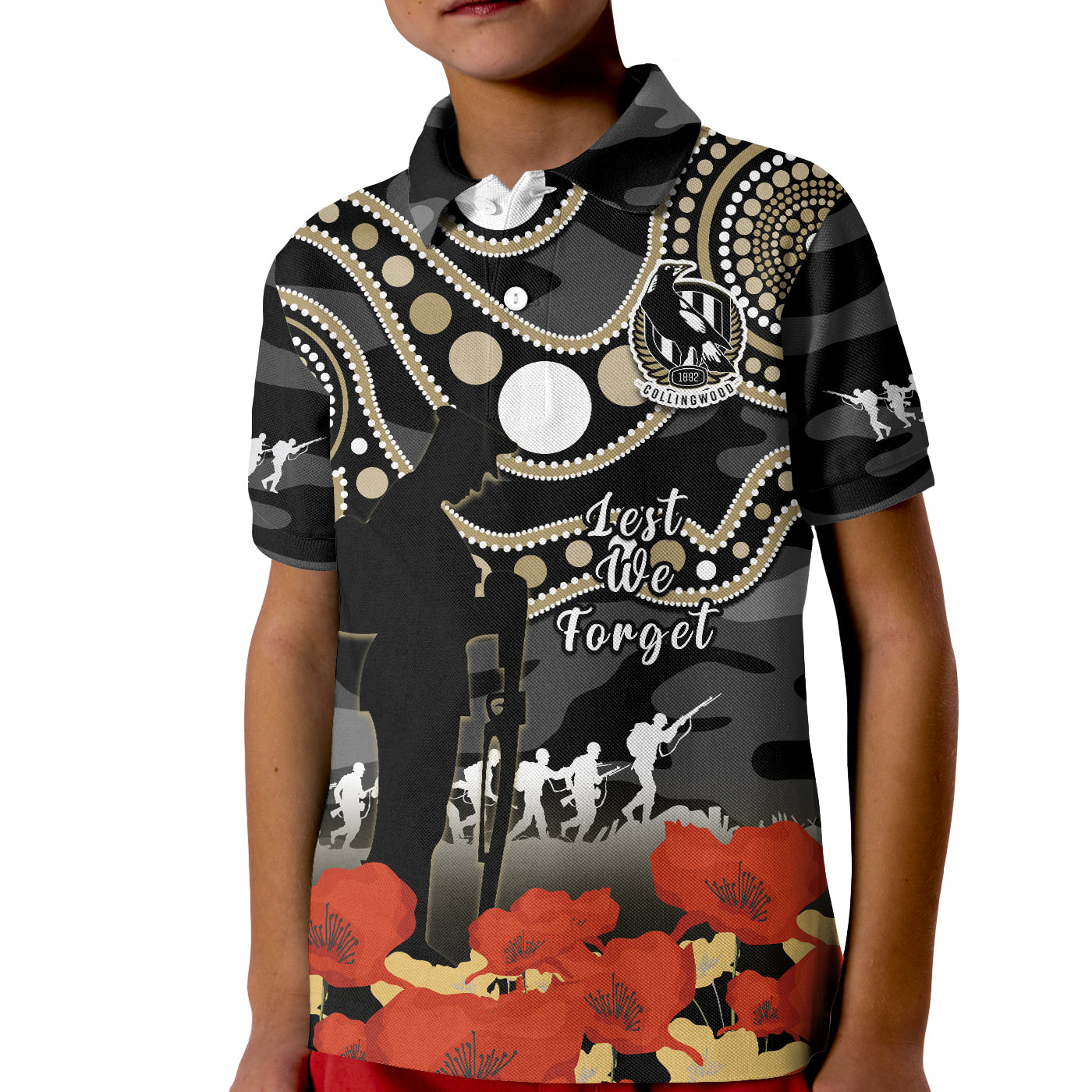 custom-text-and-number-collingwood-football-anzac-2023-polo-shirt-aboriginal-mix-poppy-camouflage