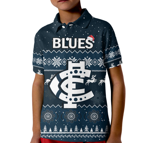 custom-personalised-carlton-football-polo-shirt-kid-blues-indigenous-merry-christmas