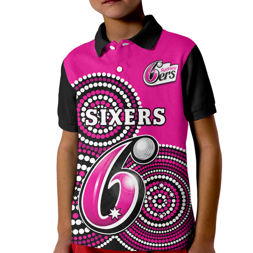 custom-text-and-number-sydney-sixers-cricket-polo-shirt-kid-champions-bbl12-proud-indigenous-art