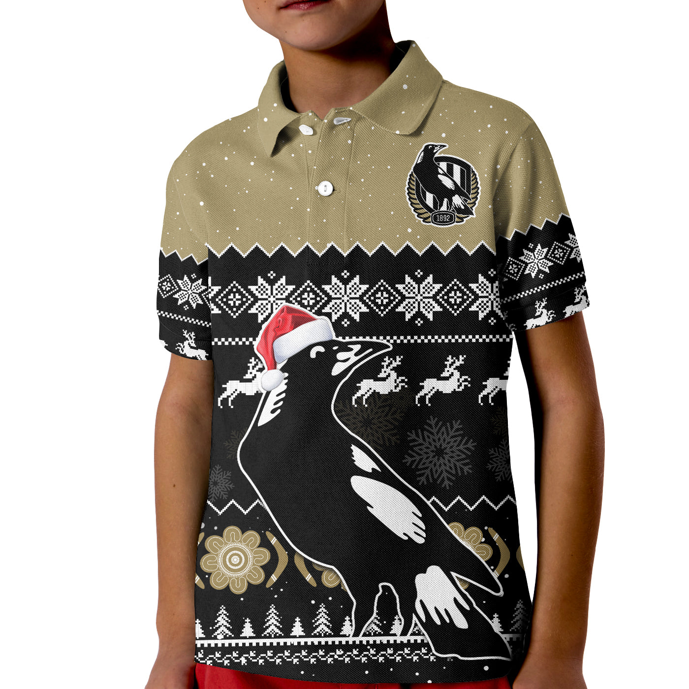 collingwood-football-polo-shirt-magpies-indigenous-merry-christmas