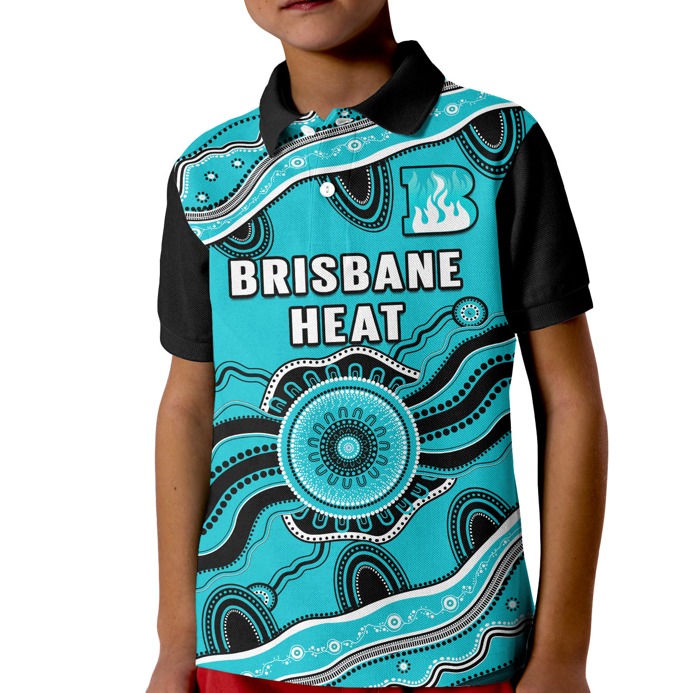 custom-text-and-number-brisbane-heat-cricket-polo-shirt-aboriginal-painting