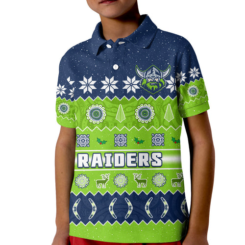 custom-personalised-raiders-christmas-polo-shirt-the-green-machine-aboriginal-art-merry-xmas