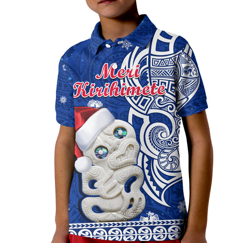 new-zealand-christmas-polo-shirt-hei-tiki-blue-pohutukawa-meri-kirihimete
