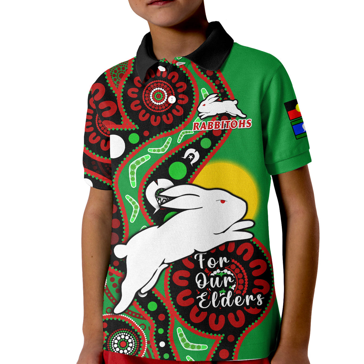 custom-text-and-number-rabbitohs-rugby-naidoc-2023-polo-shirt-kid-for-our-elders-aboriginal