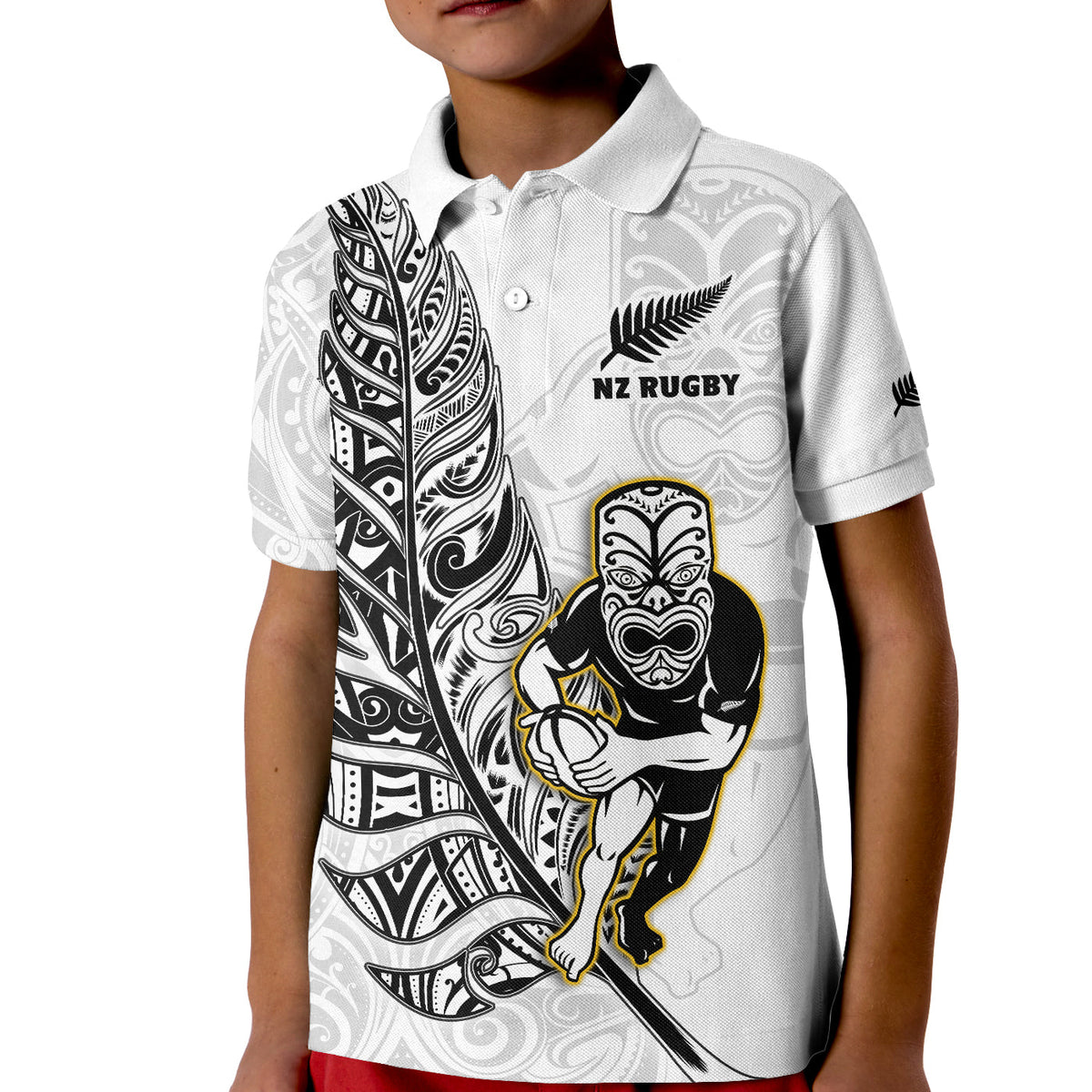 custom-text-and-number-new-zealand-silver-fern-rugby-polo-shirt-kid-all-black-maori-version-white