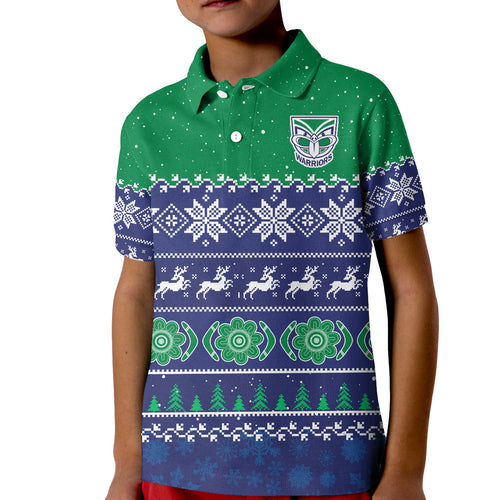 custom-personalised-warriors-rugby-polo-shirt-new-zealand-indigenous-merry-christmas