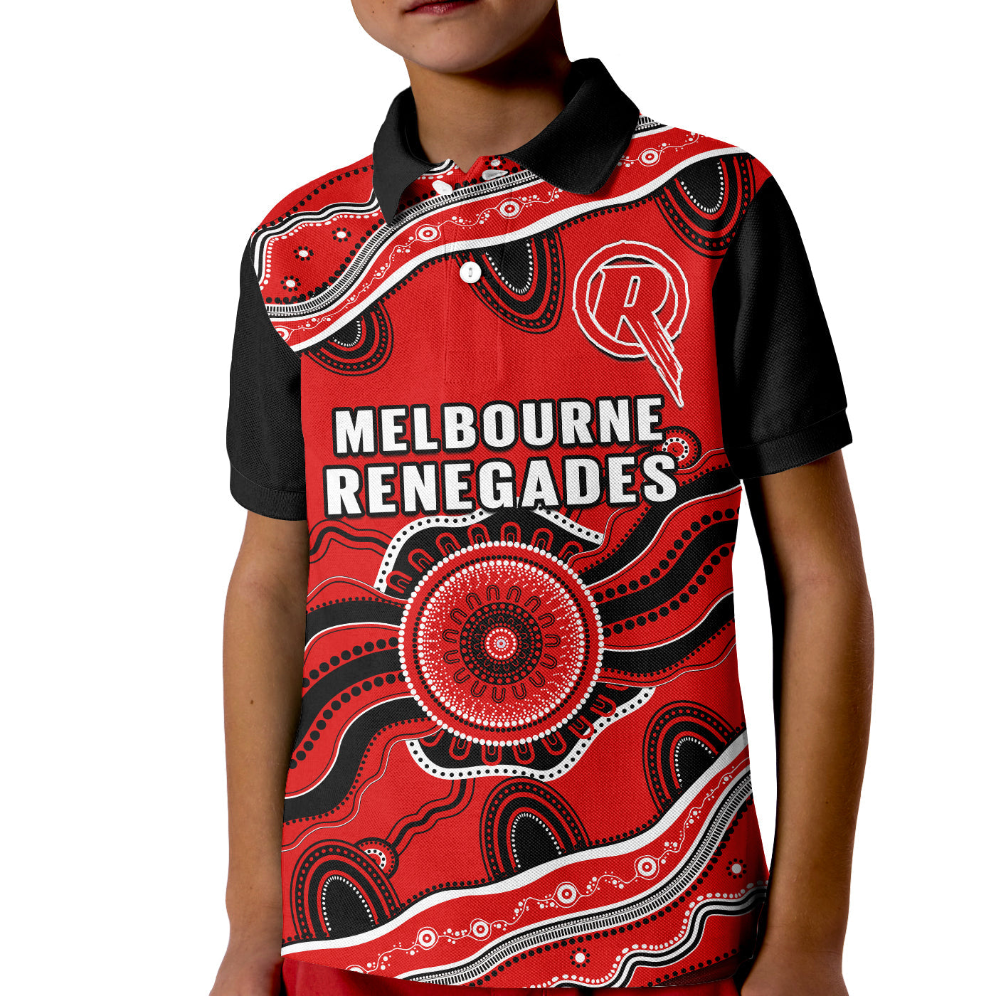 custom-text-and-number-renegades-cricket-polo-shirt-kid-melbourne-aboriginal-painting