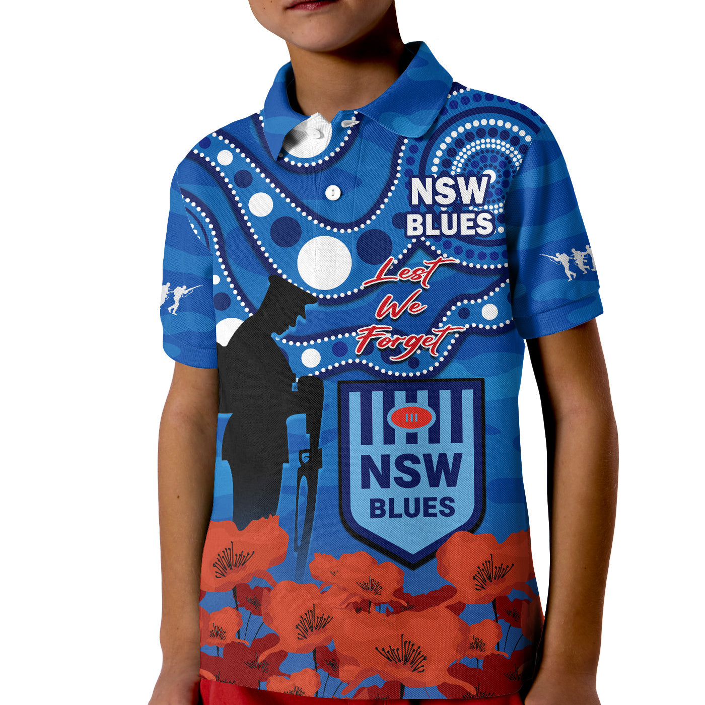 custom-text-and-number-blues-rugby-anzac-2023-polo-shirt-kid-nsw-aboriginal-mix-poppy-camouflage