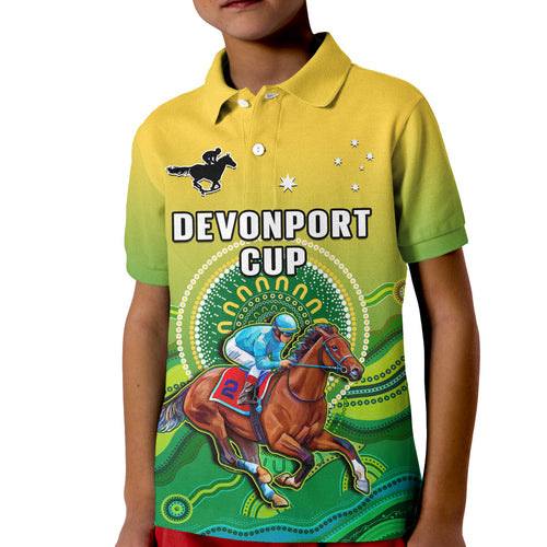 australia-devonport-cup-2023-polo-shirt-kid-horse-racing-indigenous-art