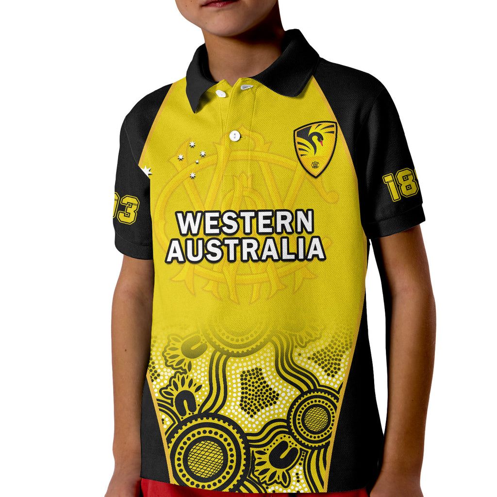 custom-text-and-number-western-australia-cricket-2023-polo-shirt-warriors-sheffield-shield-indigenous