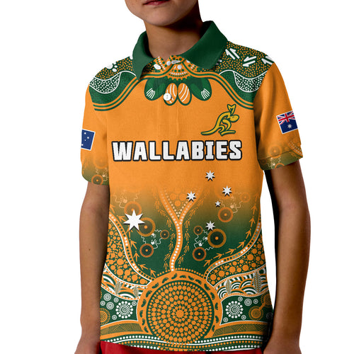 custom-text-and-number-australia-rugby-polo-shirt-wallabies-kangaroo-orange-aboriginal