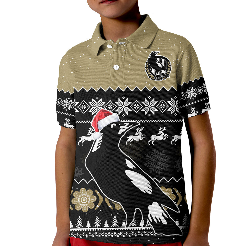 custom-personalised-collingwood-football-polo-shirt-kid-magpies-indigenous-merry-christmas