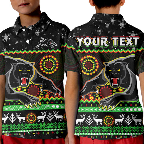 custom-personalised-panthers-christmas-polo-shirt-aboriginal-pattern-penrith-black-version