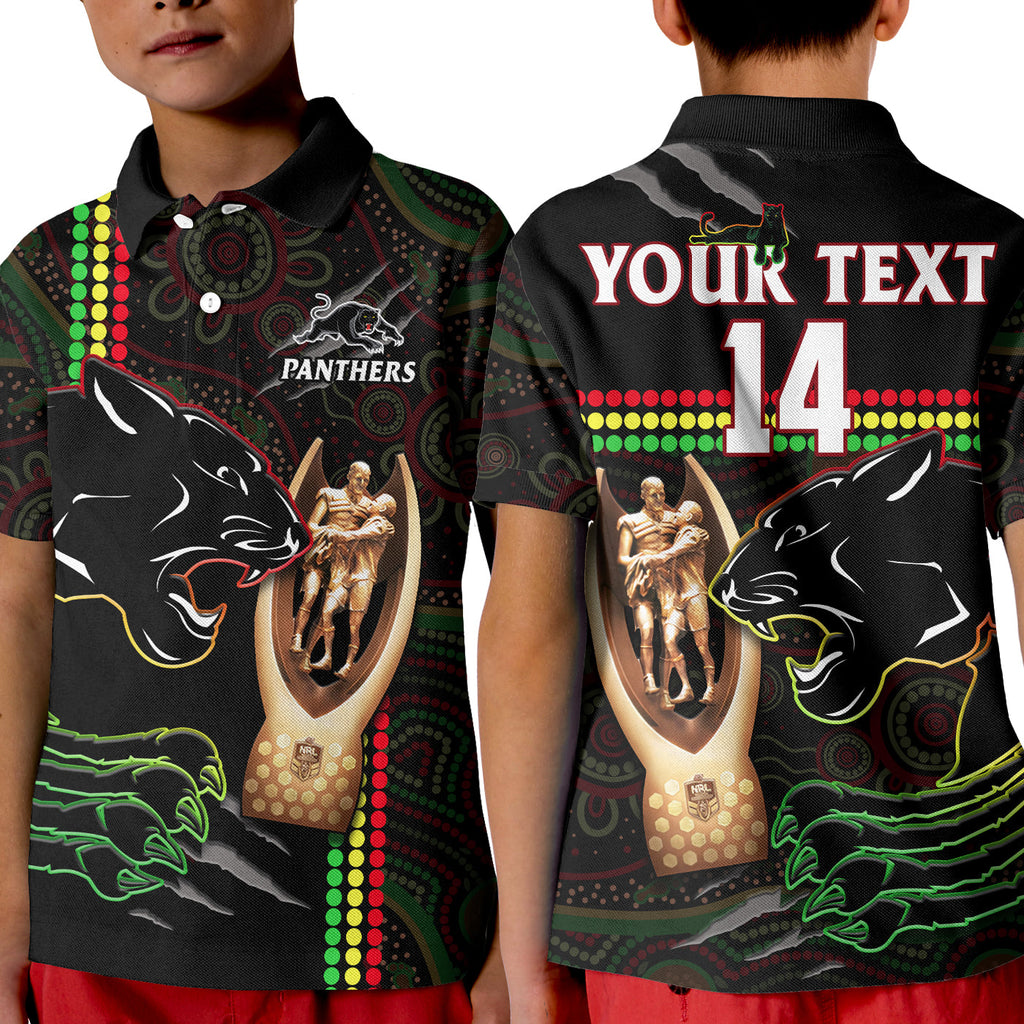 custom-text-and-number-panthers-rugby-polo-shirt-kid-the-riff-2022-premiers-aboriginal-art