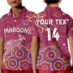 custom-text-and-number-maroons-rugby-polo-shirt-kid-kangaroo-indigenous-pattern-unique-version