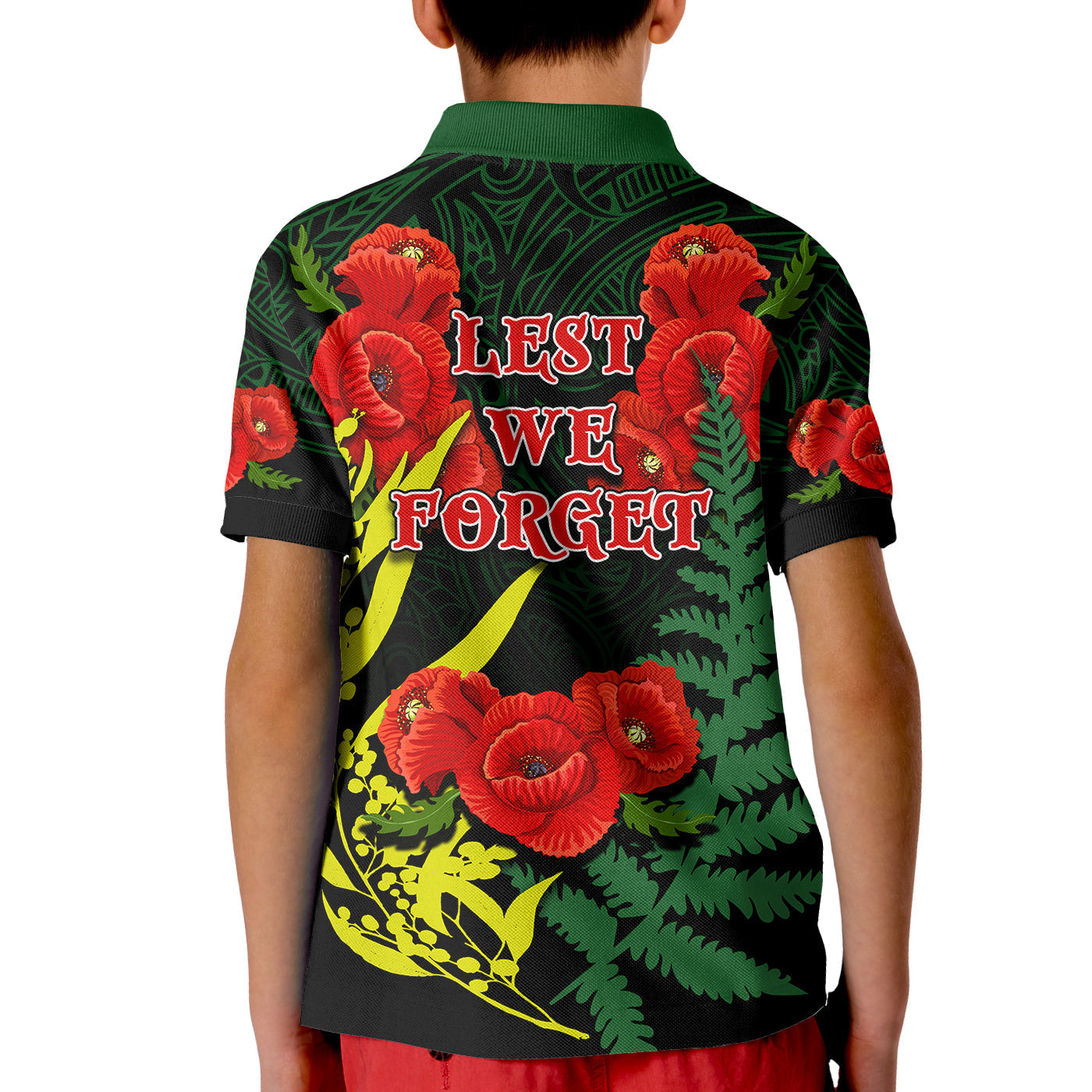 anzac-day-polo-shirt-maori-patterns-green-color