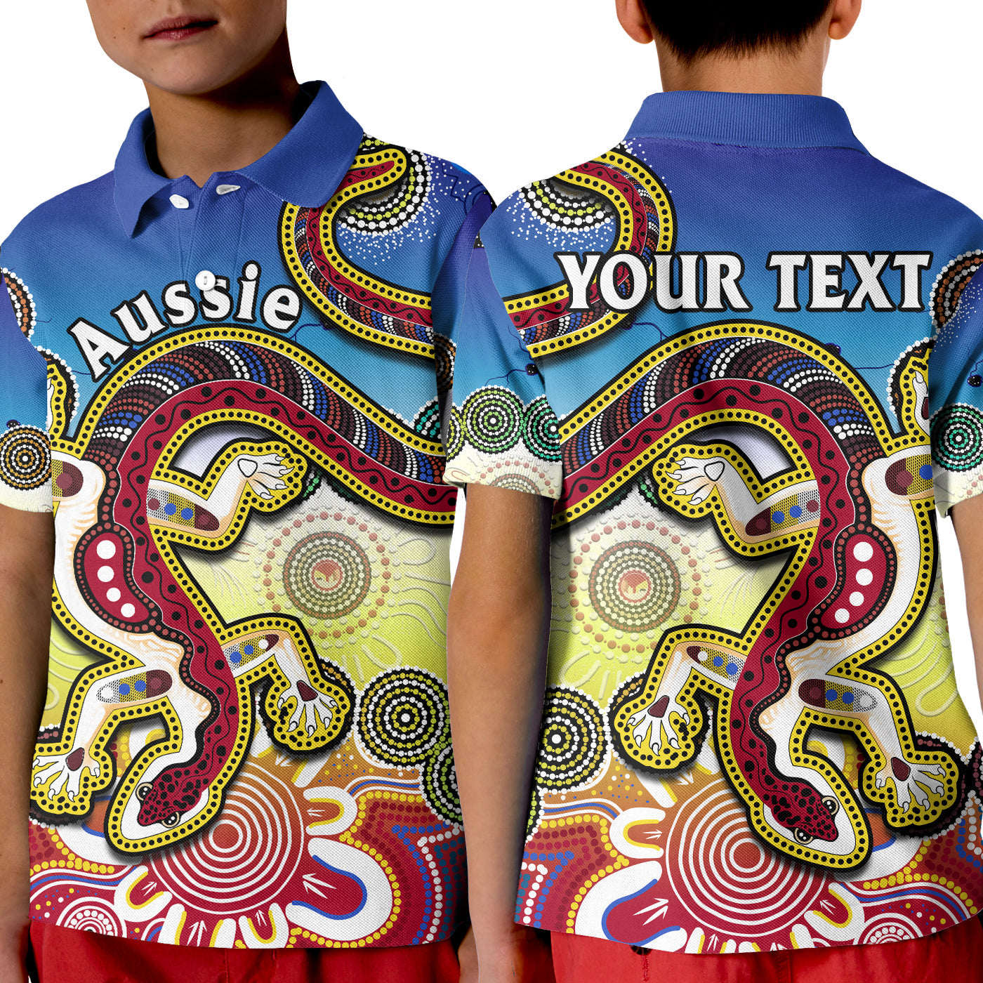 custom-personalised-australia-polo-shirt-indigenous-red-lizard-love-aussie-artsy