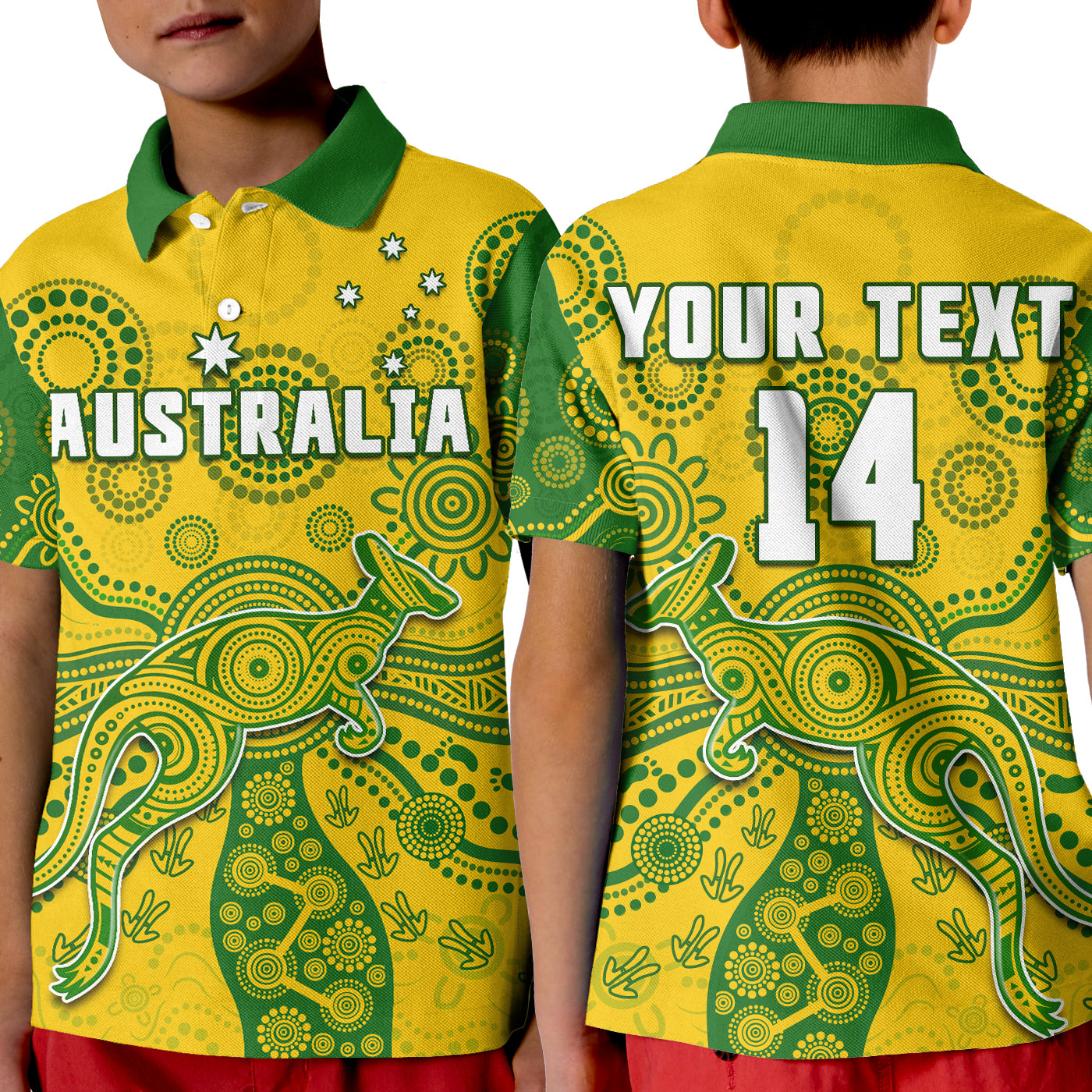 custom-text-and-number-australia-polo-shirt-kid-national-colours-proud-aussie-special-indigenous