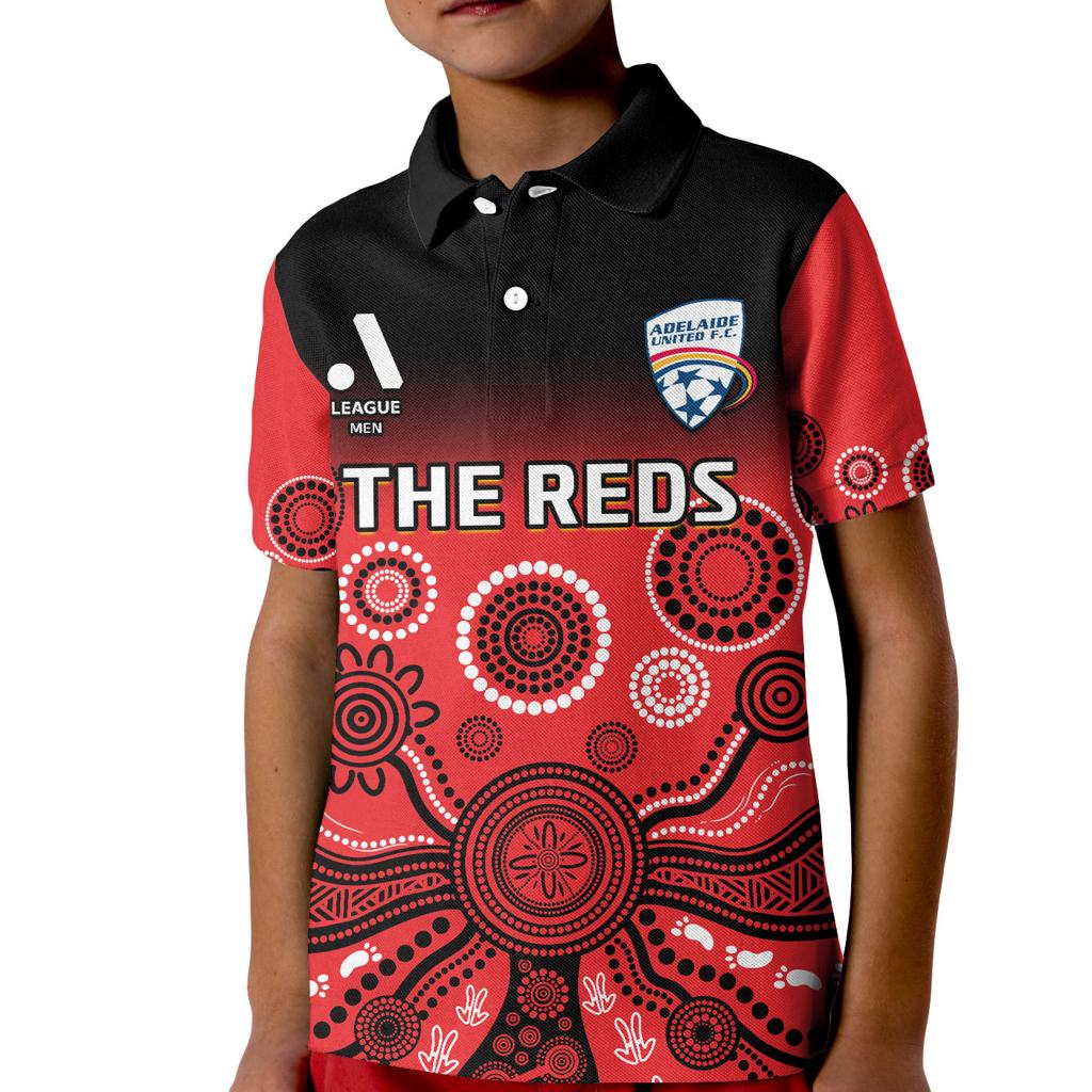 custom-text-and-number-adelaide-united-football-polo-shirt-kid-indigenous-art