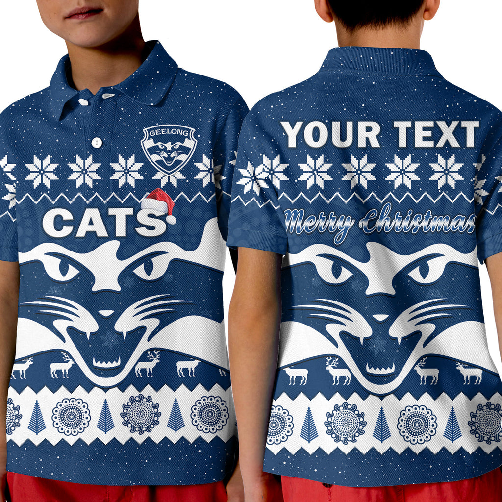 custom-personalised-cats-football-christmas-polo-shirt-geelong-aboriginal-painting
