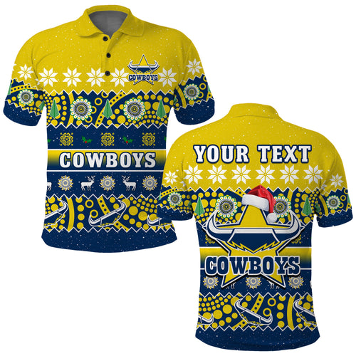 custom-personalised-cowboys-christmas-polo-shirt-aboriginal-art-merry-xmas